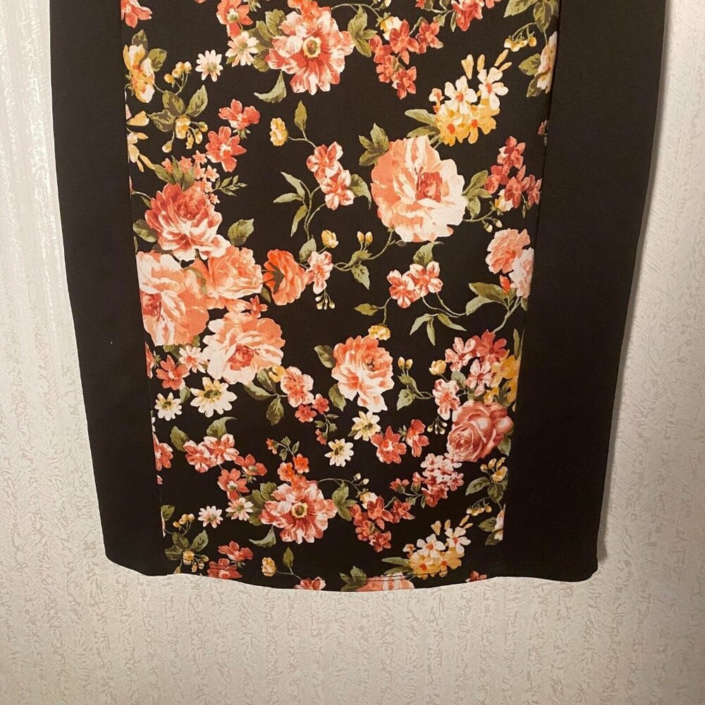 Annabelle Women's‎ Slimming Floral Sheath Dress Short Sleeve Black Size Medium - Picture 7 of 10